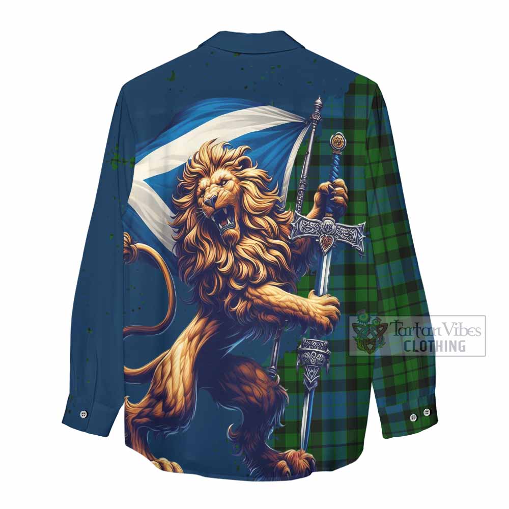 Tartan Vibes Clothing MacKay (McKay) Tartan Family Crest Women's Casual Shirt with Scottish Majestic Lion