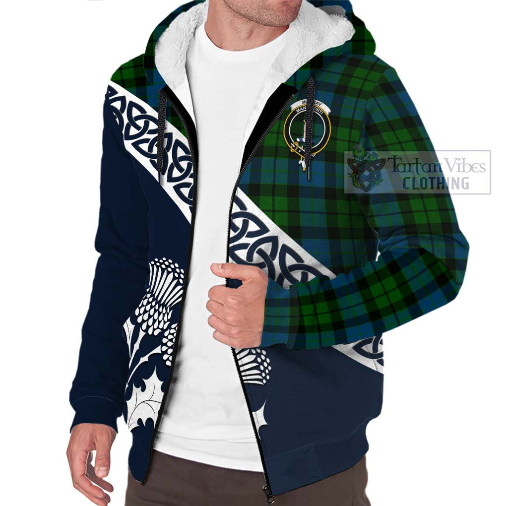 Tartan Vibes Clothing MacKay (McKay) Tartan Sherpa Hoodie Featuring Thistle and Scotland Map