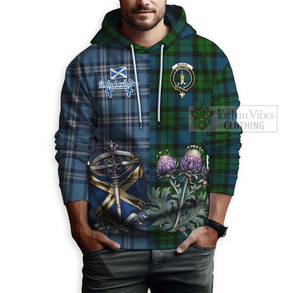 Tartan Vibes Clothing MacKay (McKay) Tartan Hoodie Happy St. Andrew's Day Half Tartan Style