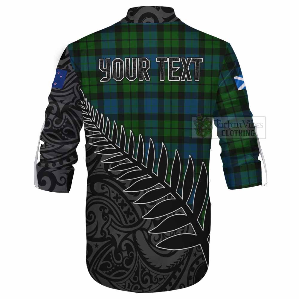 Tartan Vibes Clothing MacKay (McKay) Crest Tartan Ghillie Kilt Shirt with New Zealand Silver Fern Half Style