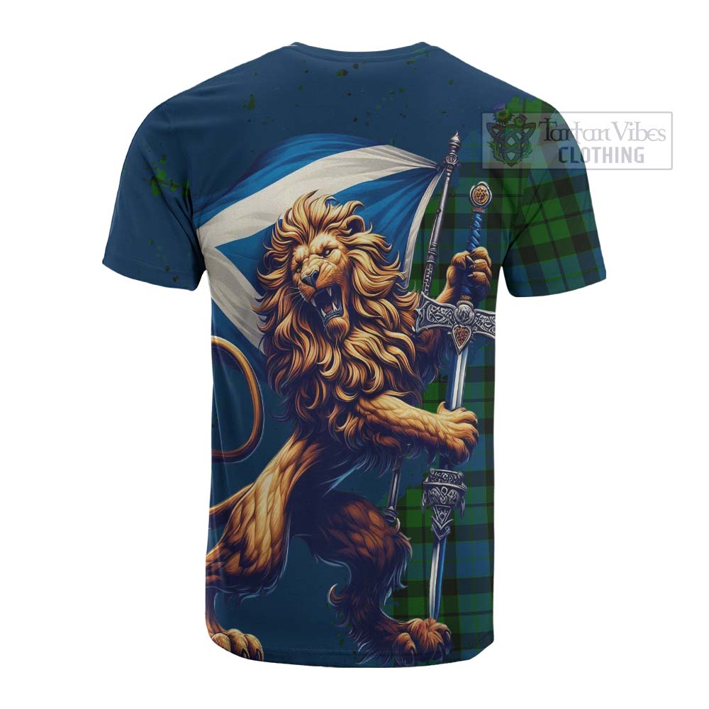 Tartan Vibes Clothing MacKay (McKay) Tartan Family Crest Cotton T-shirt with Scottish Majestic Lion