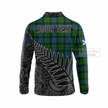 MacKay (McKay) Crest Tartan Long Sleeve Polo Shirt with New Zealand Silver Fern Half Style