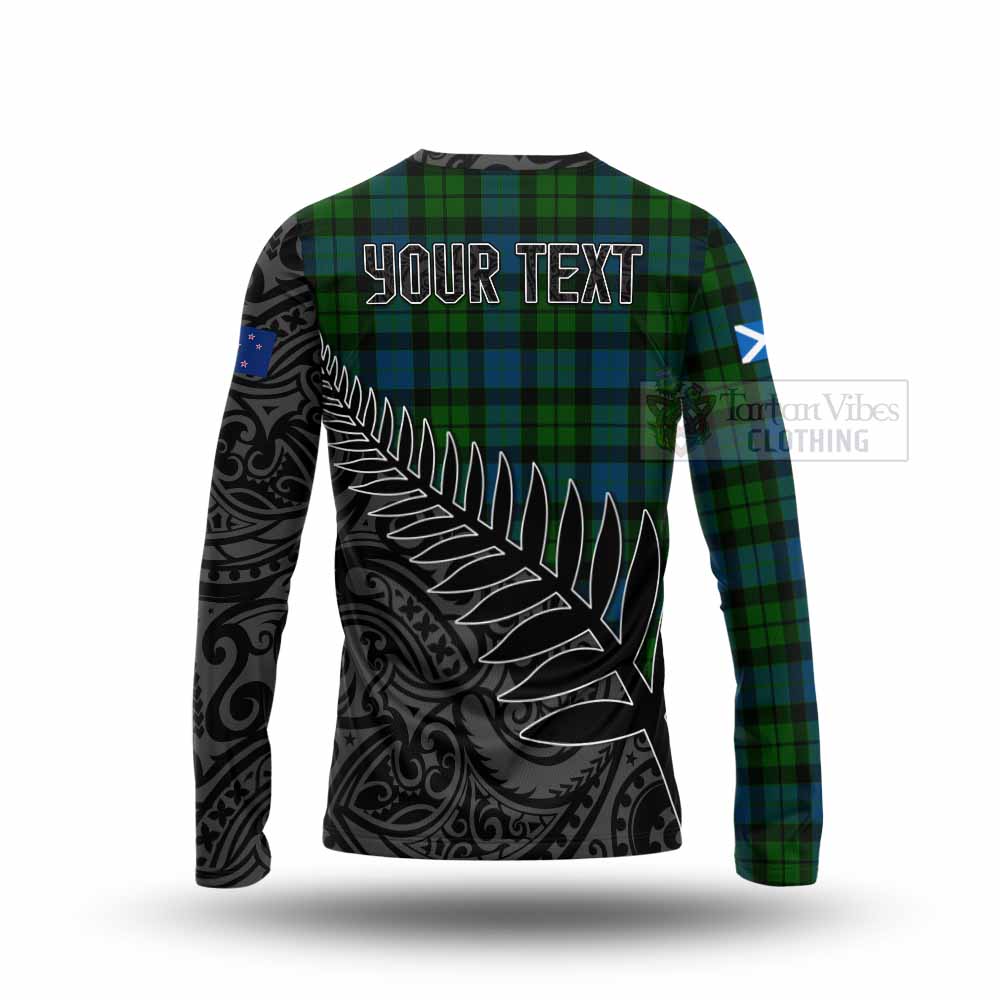 Tartan Vibes Clothing MacKay (McKay) Crest Tartan Long Sleeve T-Shirt with New Zealand Silver Fern Half Style