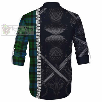 MacKay (McKay) Tartan Ghillie Kilt Shirt with Family Crest Cross Sword Thistle Celtic Vibes