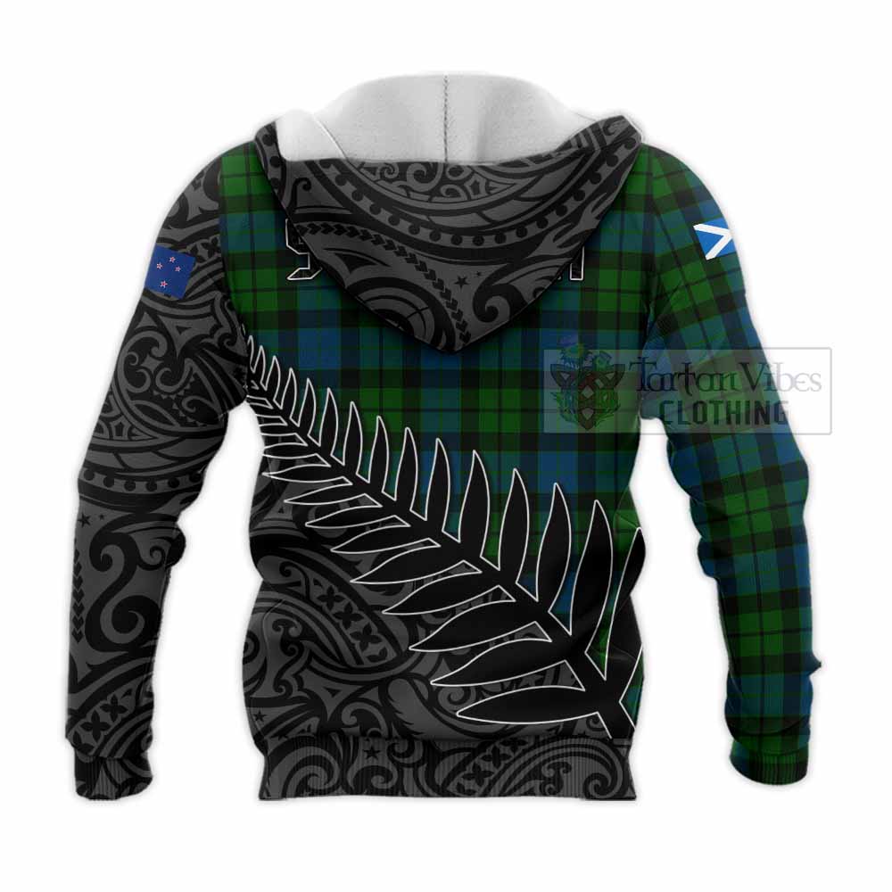 Tartan Vibes Clothing MacKay (McKay) Crest Tartan Knitted Hoodie with New Zealand Silver Fern Half Style