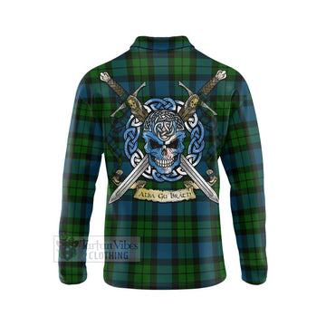 MacKay (McKay) Tartan Long Sleeve Polo Shirt with Family Crest Celtic Skull Style