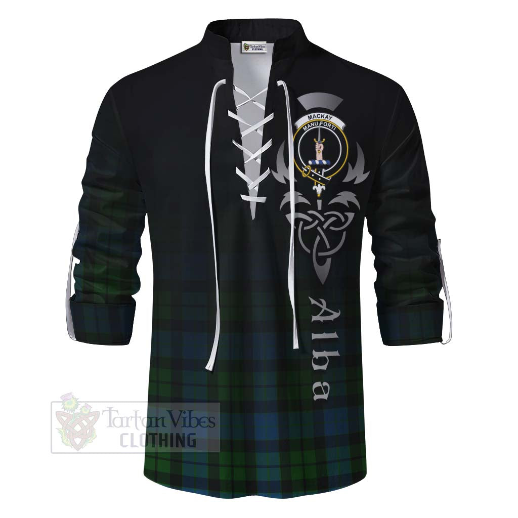 Tartan Vibes Clothing MacKay (McKay) Tartan Ghillie Kilt Shirt Featuring Alba Gu Brath Family Crest Celtic Inspired