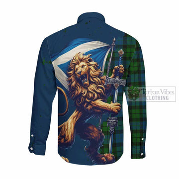 MacKay (McKay) Tartan Family Crest Long Sleeve Button Shirt with Scottish Majestic Lion