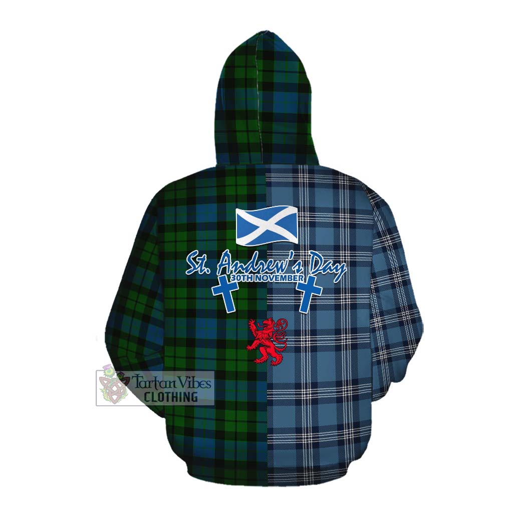 Tartan Vibes Clothing MacKay (McKay) Tartan Cotton Hoodie Happy St. Andrew's Day Half Tartan Style