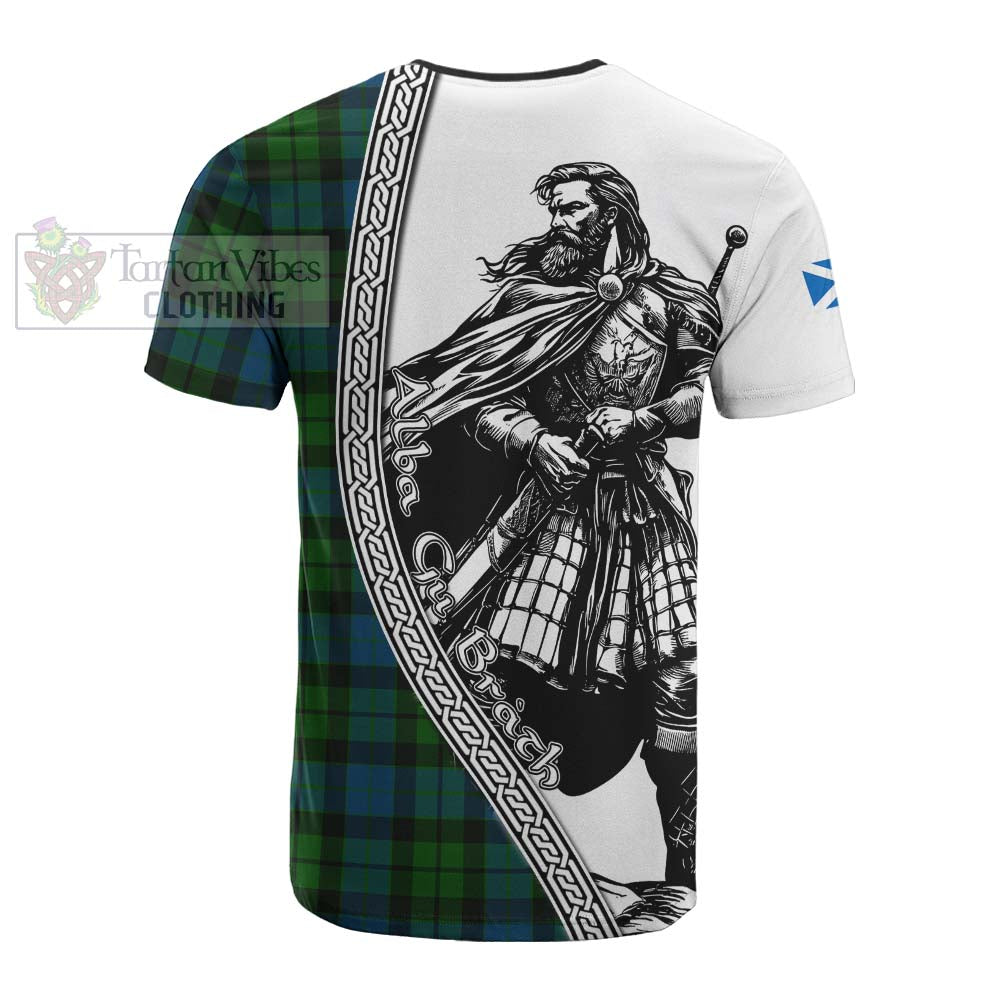 MacKay (McKay) Tartan Clan Crest Cotton T-shirt with Highlander Warrior Celtic Style