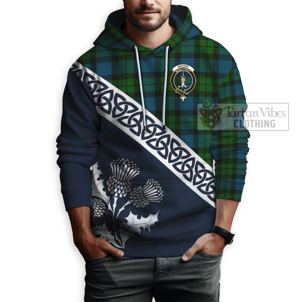 Tartan Vibes Clothing MacKay (McKay) Tartan Hoodie Featuring Thistle and Scotland Map