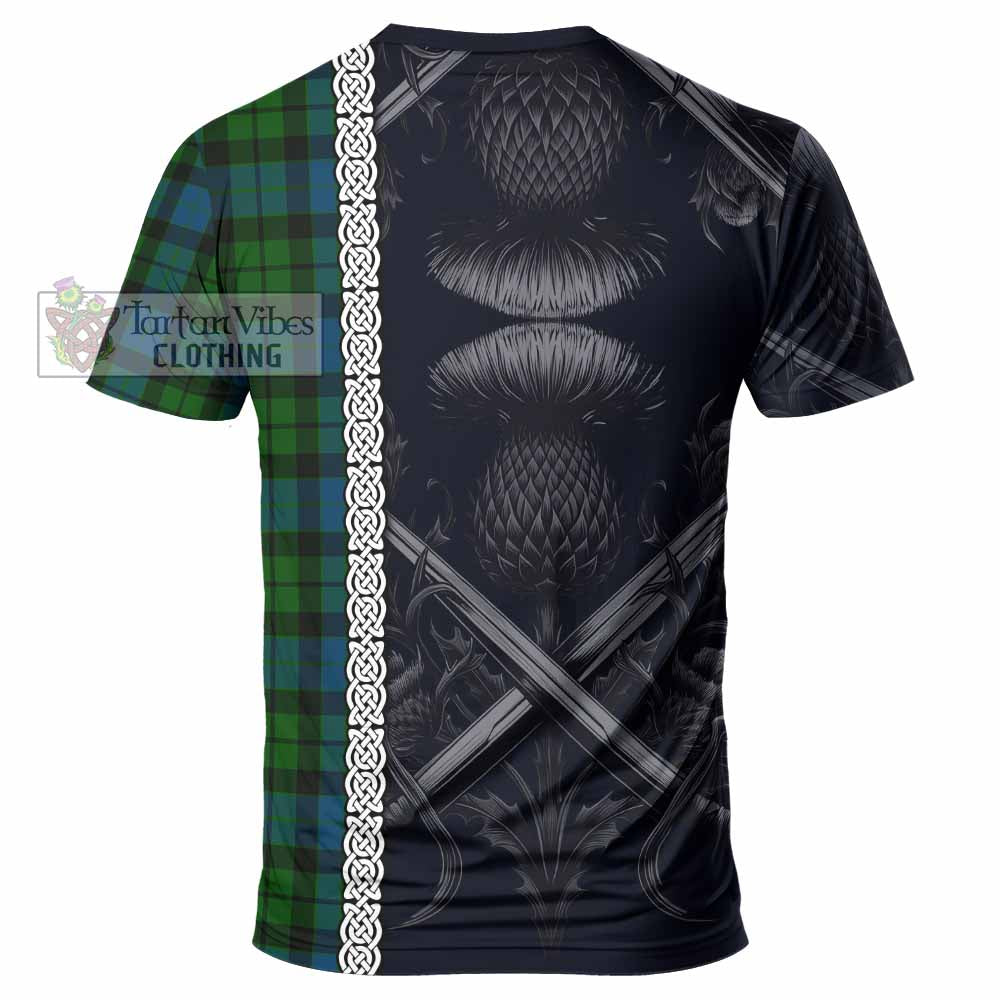 Tartan Vibes Clothing MacKay (McKay) Tartan T-Shirt with Family Crest Cross Sword Thistle Celtic Vibes