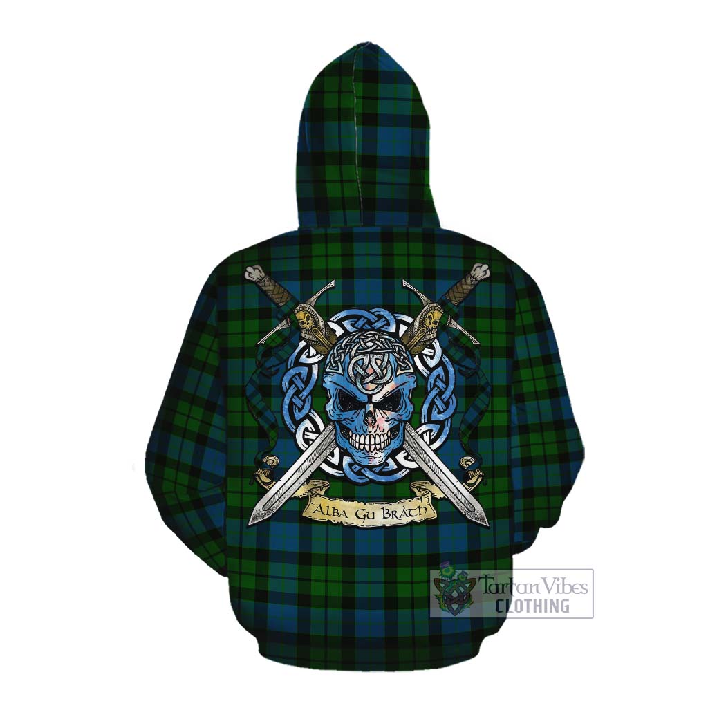 Tartan Vibes Clothing MacKay (McKay) Tartan Cotton Hoodie with Family Crest Celtic Skull Style