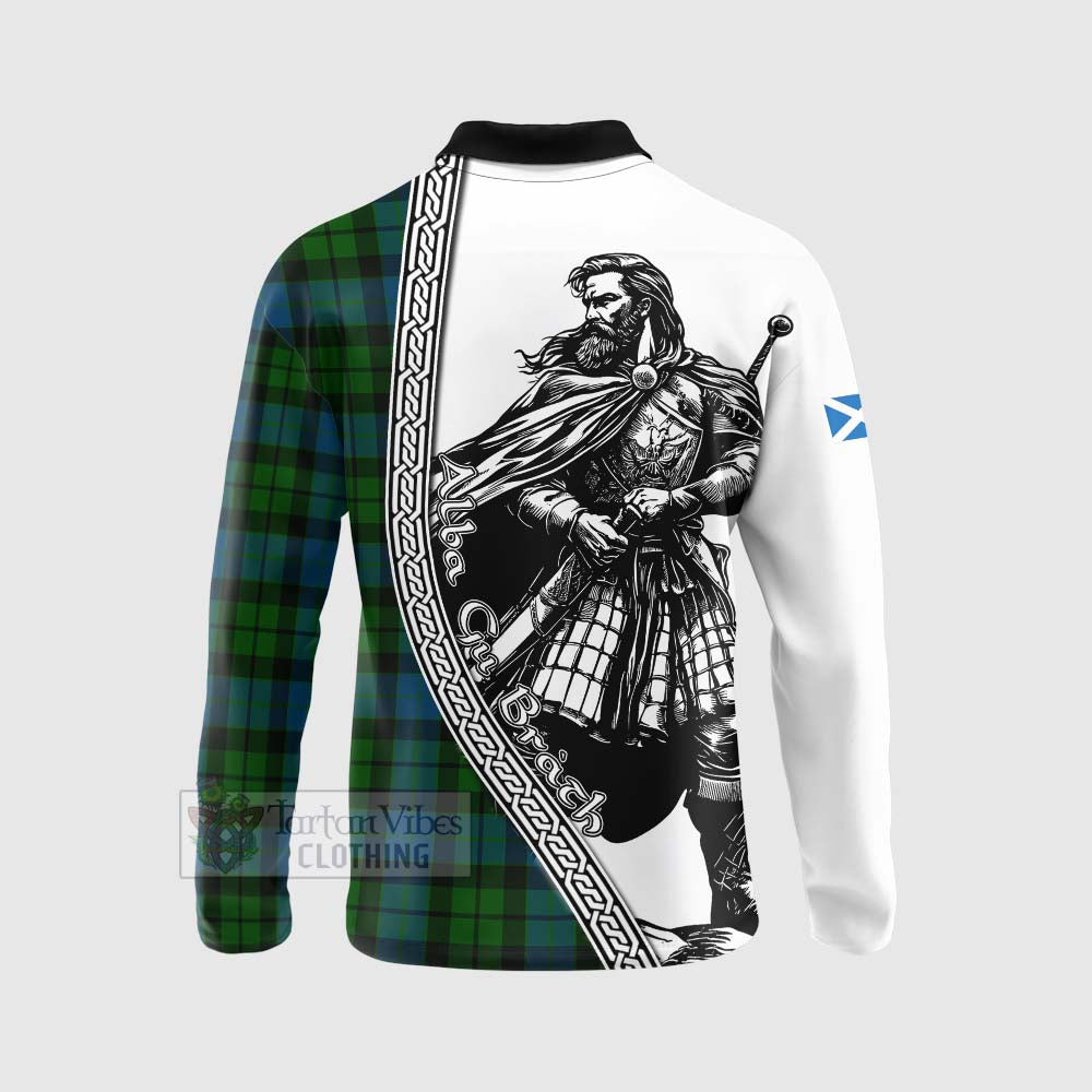 Tartan Vibes Clothing MacKay (McKay) Tartan Clan Crest Long Sleeve Polo Shirt with Highlander Warrior Celtic Style