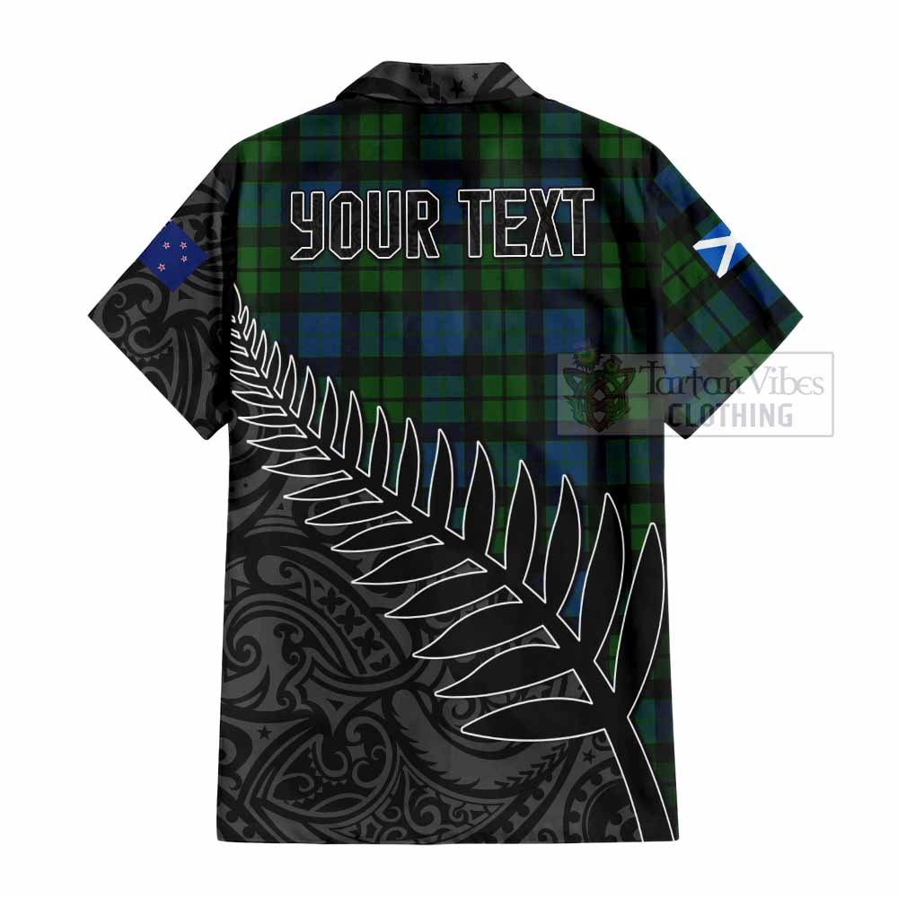 Tartan Vibes Clothing MacKay (McKay) Crest Tartan Short Sleeve Button Shirt with New Zealand Silver Fern Half Style