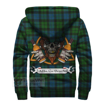 MacKay (McKay) Tartan Sherpa Hoodie with Family Crest and Bearded Skull Holding Bottles of Whiskey