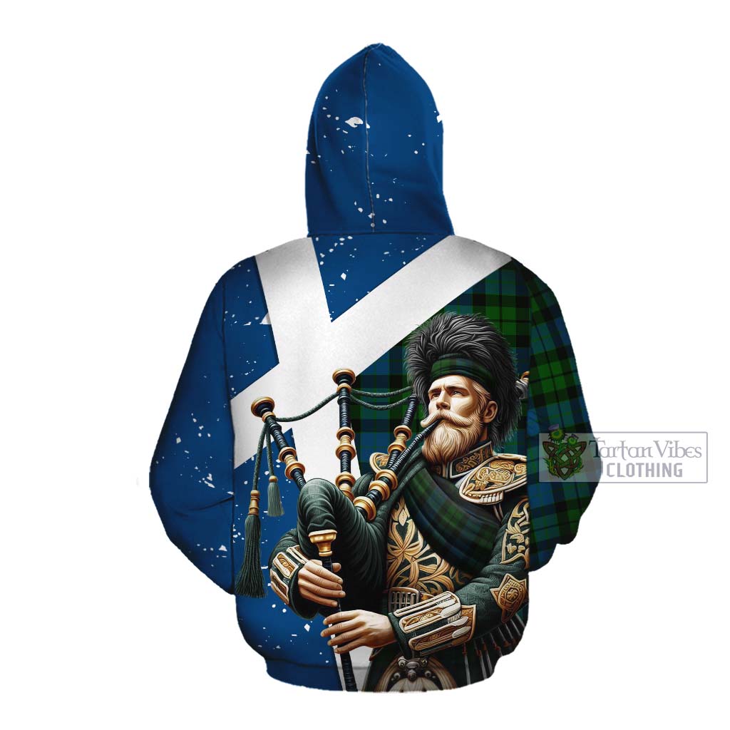 Tartan Vibes Clothing MacKay (McKay) Tartan Cotton Hoodie with Family Crest Scottish Bagpiper Vibes