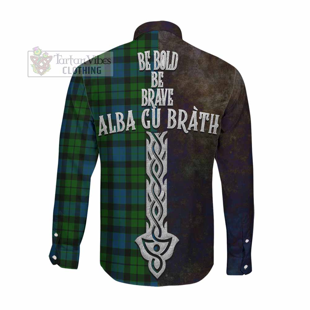 MacKay (McKay) Tartan Family Crest Long Sleeve Button Shirt Alba Gu Brath Be Brave Lion Ancient Style Men's Shirt - Tartan Vibes Clothing