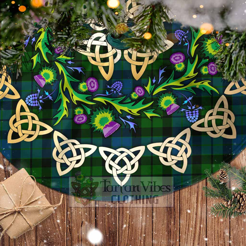 Tartan Vibes Clothing MacKay (McKay) Tartan Christmas Tree Skirt with Thistle Celtic Knot Style