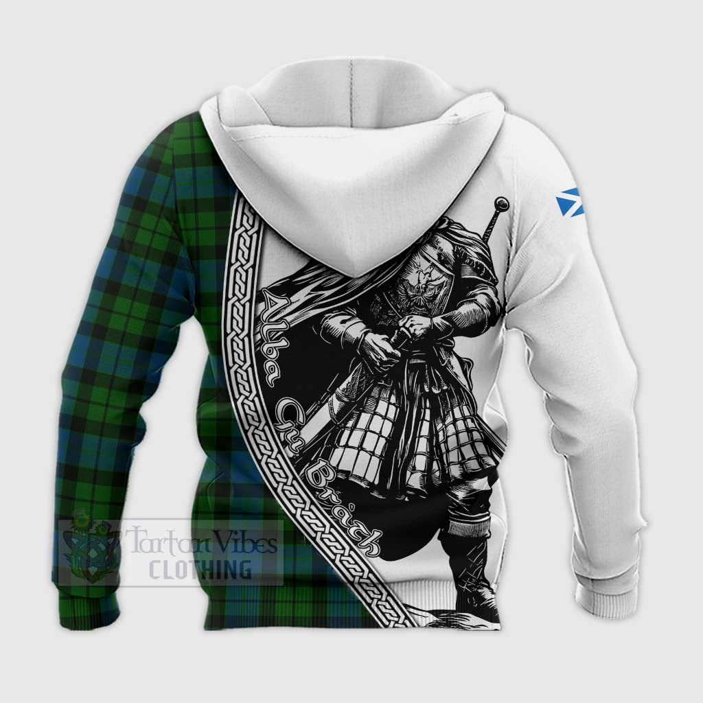 Tartan Vibes Clothing MacKay (McKay) Tartan Clan Crest Knitted Hoodie with Highlander Warrior Celtic Style