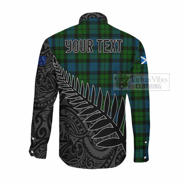 MacKay (McKay) Crest Tartan Long Sleeve Button Shirt with New Zealand Silver Fern Half Style