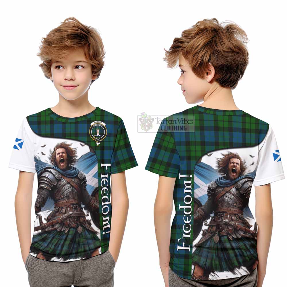 Tartan Vibes Clothing MacKay (McKay) Crest Tartan Kid T-Shirt Inspired by the Freedom of Scottish Warrior