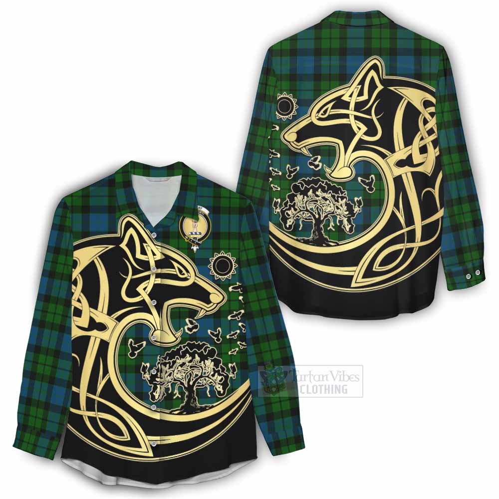 Tartan Vibes Clothing MacKay (McKay) Tartan Women's Casual Shirt with Family Crest Celtic Wolf Style