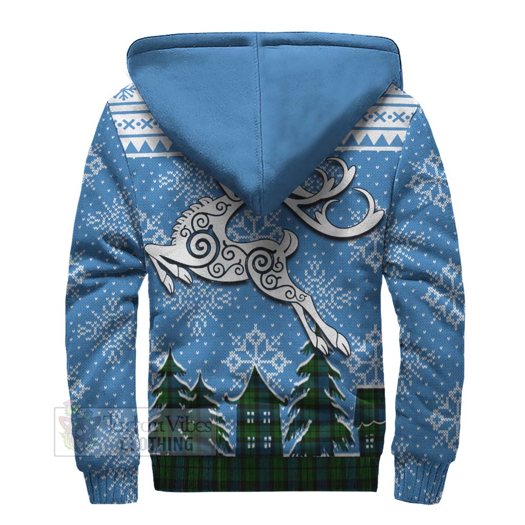 Tartan Vibes Clothing MacKay (McKay) Clan Christmas Sherpa Hoodie Celtic Reindeer Style