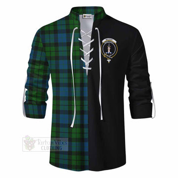 MacKay (McKay) Tartan Ghillie Kilt Shirt with Family Crest and Half Of Me Style