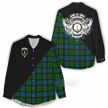 MacKay (McKay) Tartan Women's Casual Shirt with Family Crest and Military Logo Style