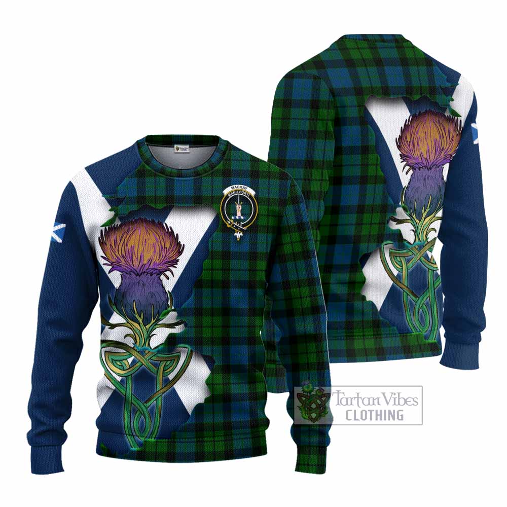 MacKay (McKay) Tartan Family Crest Knitted Sweater Scottish Thistle Celtic Inspired - Tartan Vibes Clothing