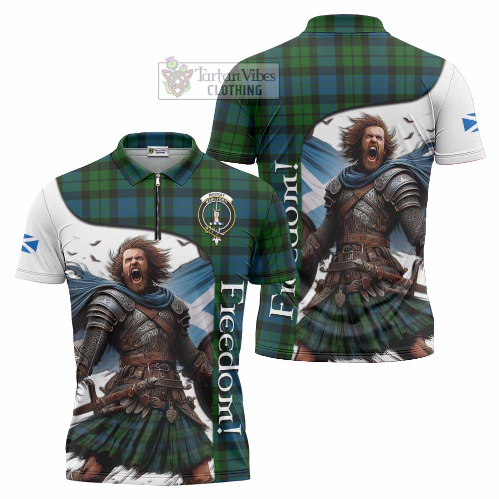 Tartan Vibes Clothing MacKay (McKay) Crest Tartan Zipper Polo Shirt Inspired by the Freedom of Scottish Warrior