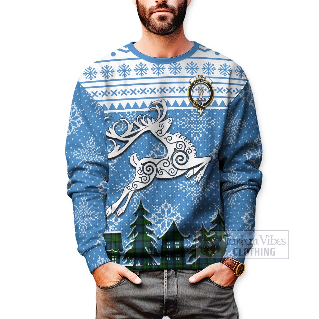 Tartan Vibes Clothing MacKay (McKay) Clan Christmas Sweatshirt Celtic Reindeer Style