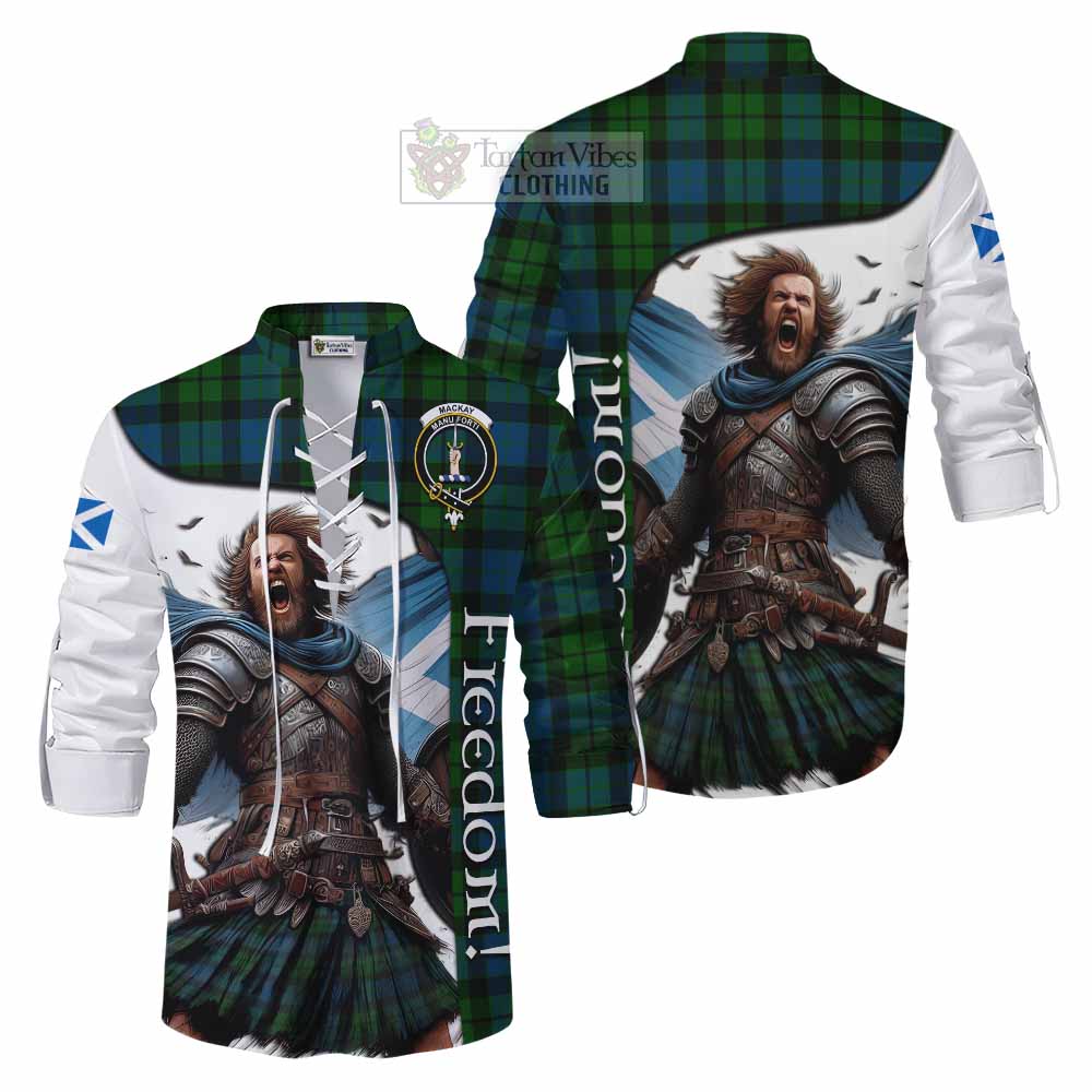 Tartan Vibes Clothing MacKay (McKay) Crest Tartan Ghillie Kilt Shirt Inspired by the Freedom of Scottish Warrior