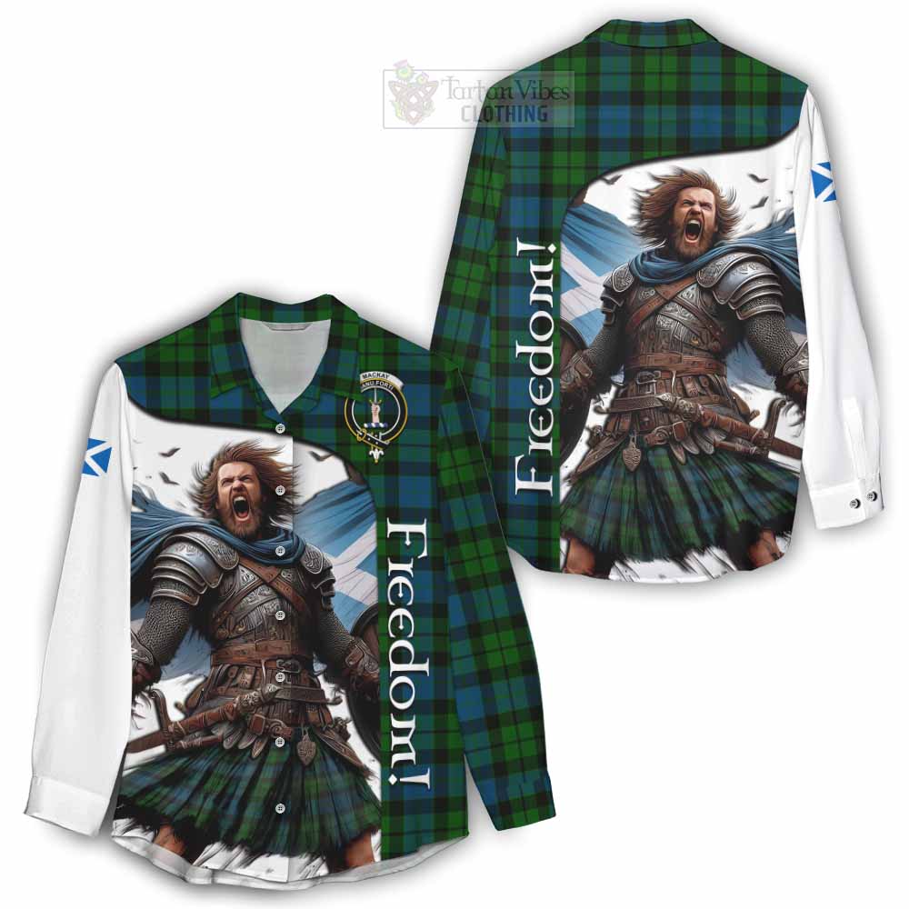 Tartan Vibes Clothing MacKay (McKay) Crest Tartan Women's Casual Shirt Inspired by the Freedom of Scottish Warrior