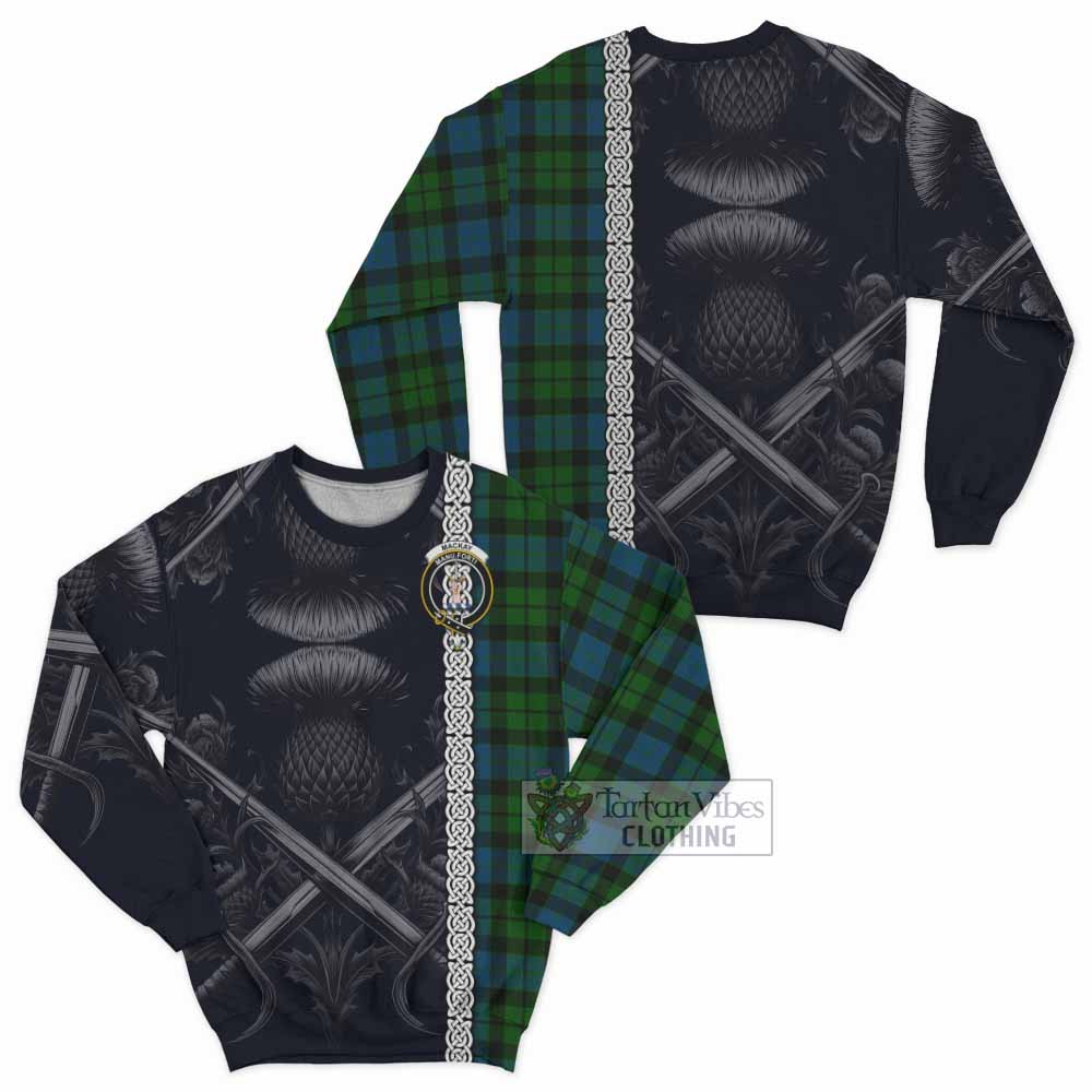 Tartan Vibes Clothing MacKay (McKay) Tartan Sweatshirt with Family Crest Cross Sword Thistle Celtic Vibes