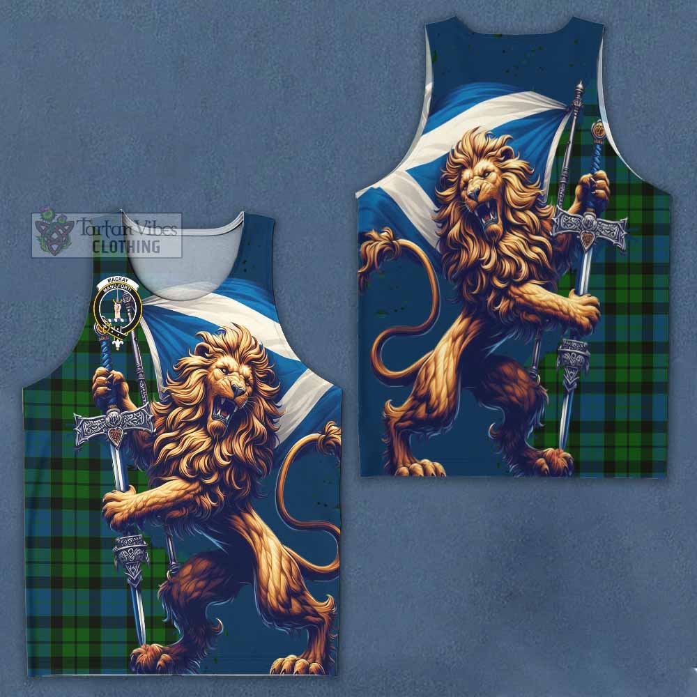 Tartan Vibes Clothing MacKay (McKay) Tartan Family Crest Men's Tank Top with Scottish Majestic Lion