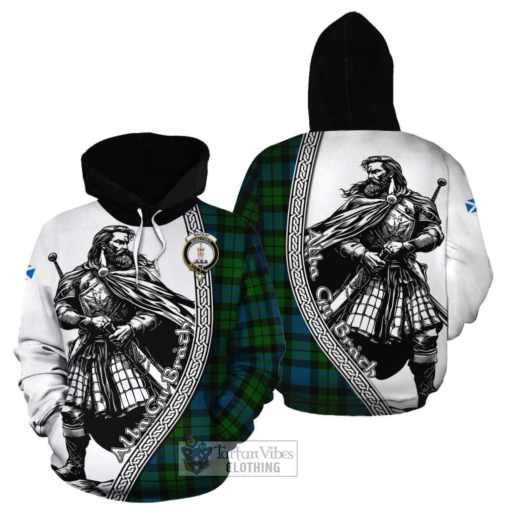 Tartan Vibes Clothing MacKay (McKay) Tartan Clan Crest Cotton Hoodie with Highlander Warrior Celtic Style