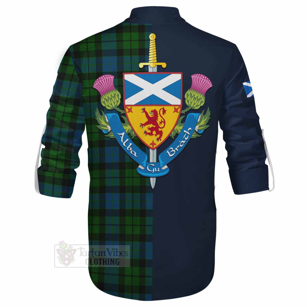 MacKay (McKay) Tartan Ghillie Kilt Shirt Alba with Scottish Lion Royal Arm Half Style