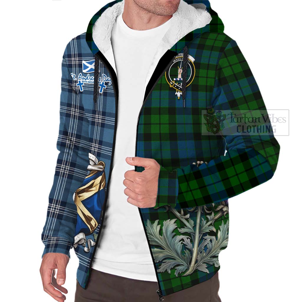 Tartan Vibes Clothing MacKay (McKay) Tartan Sherpa Hoodie Happy St. Andrew's Day Half Tartan Style