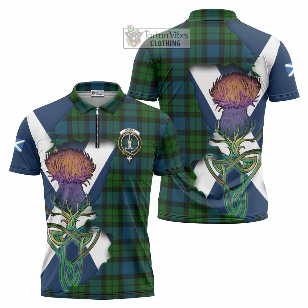 MacKay (McKay) Tartan Family Crest Zipper Polo Shirt Scottish Thistle Celtic Inspired - Tartan Vibes Clothing
