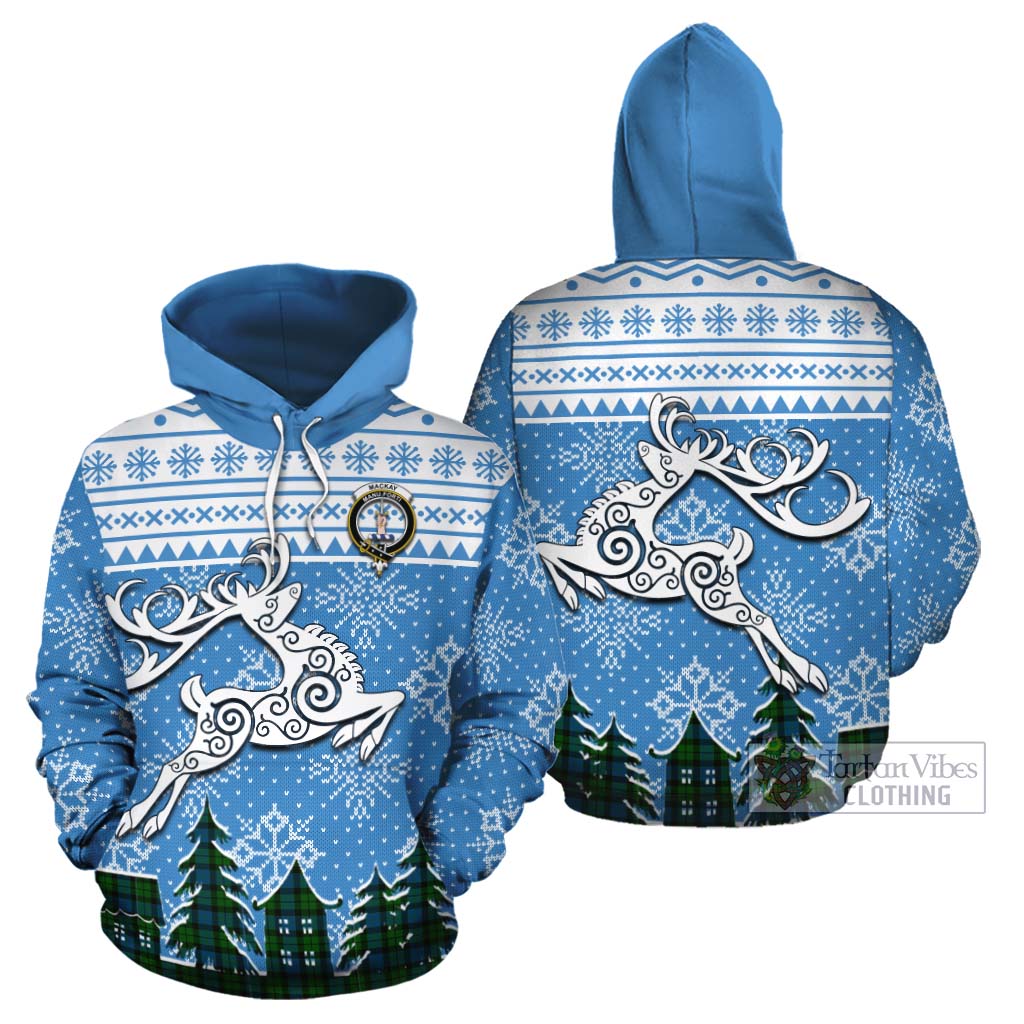 Tartan Vibes Clothing MacKay (McKay) Clan Christmas Cotton Hoodie Celtic Reindeer Style