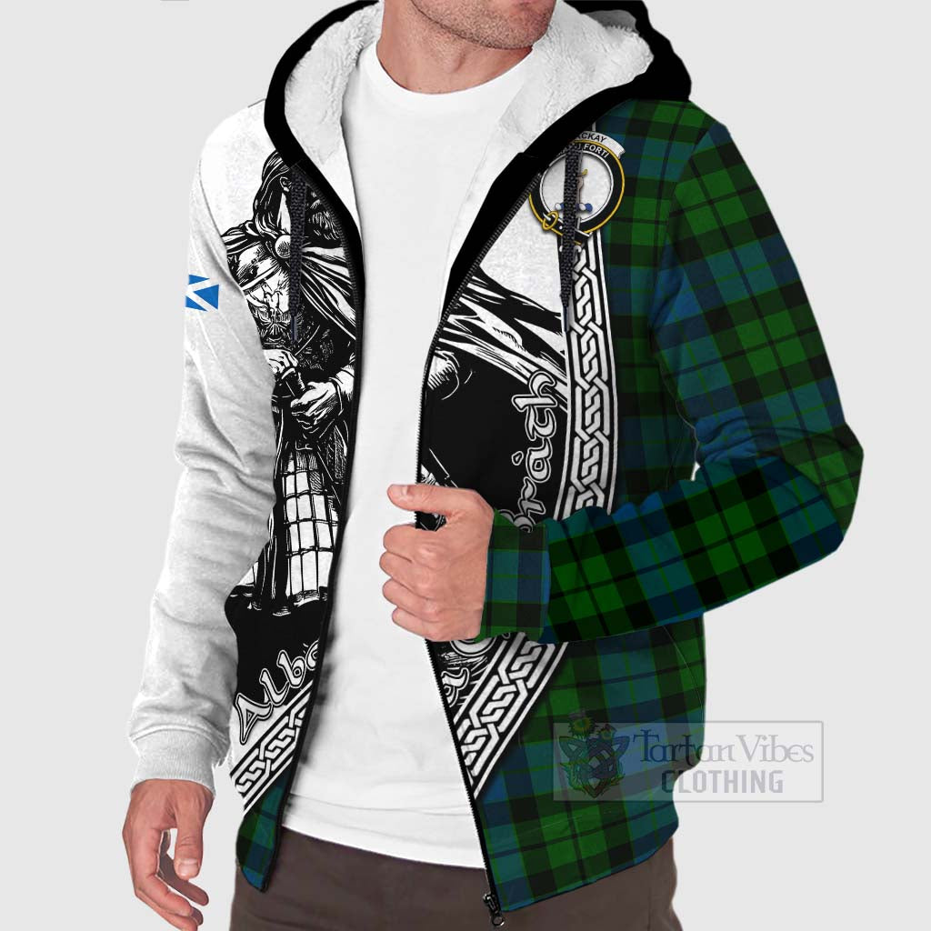 Tartan Vibes Clothing MacKay (McKay) Tartan Clan Crest Sherpa Hoodie with Highlander Warrior Celtic Style