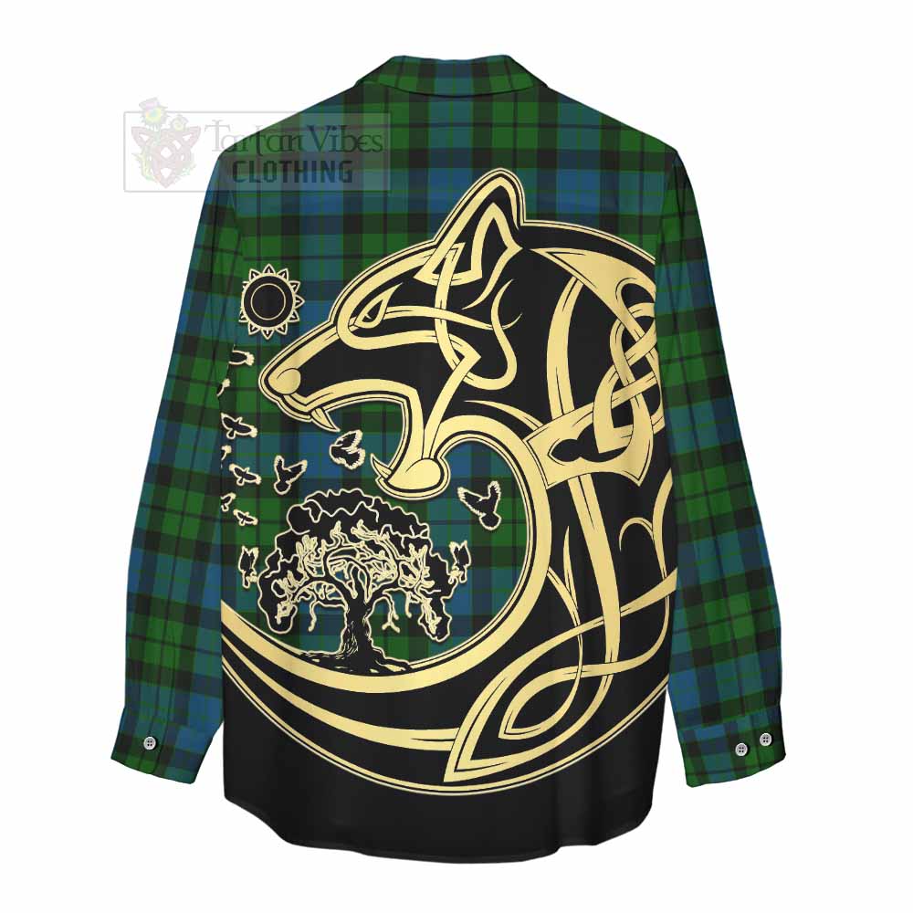 Tartan Vibes Clothing MacKay (McKay) Tartan Women's Casual Shirt with Family Crest Celtic Wolf Style