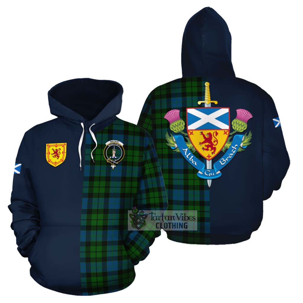 Tartan Vibes Clothing MacKay (McKay) Tartan Cotton Hoodie Alba with Scottish Lion Royal Arm Half Style