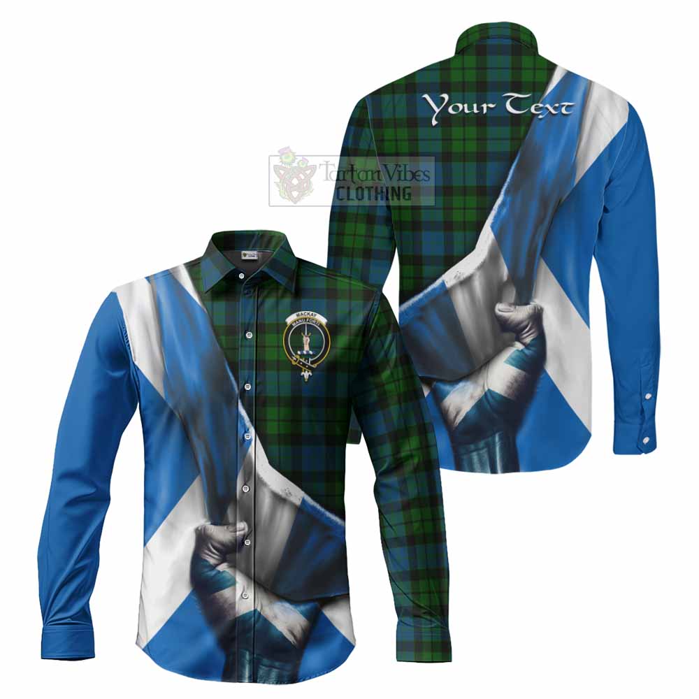 Tartan Vibes Clothing MacKay (McKay) Tartan Long Sleeve Button Shirt with Family Crest Scotland Patriotic Style