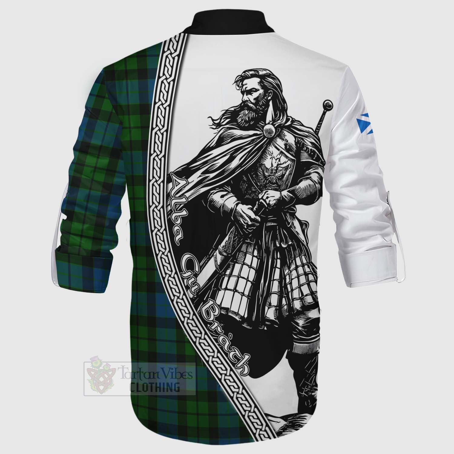 Tartan Vibes Clothing MacKay (McKay) Tartan Clan Crest Ghillie Kilt Shirt with Highlander Warrior Celtic Style