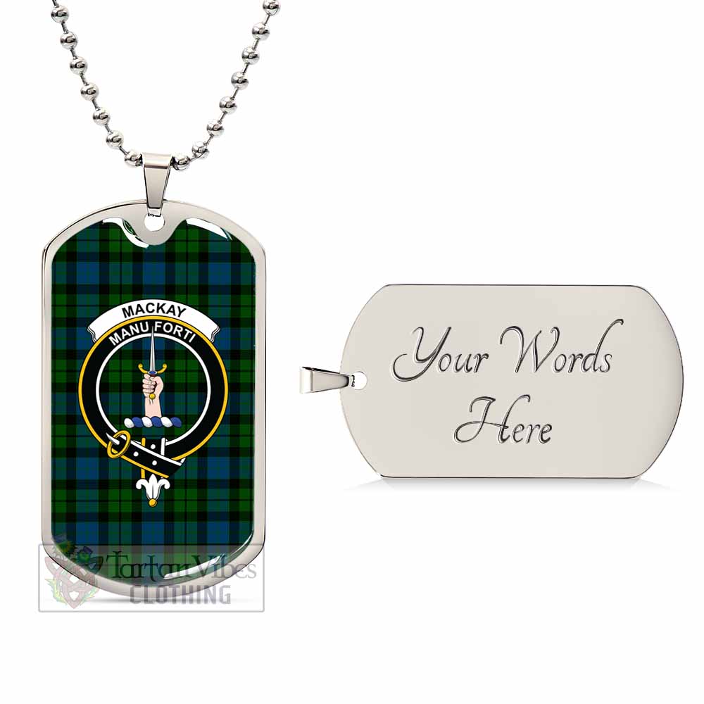 Tartan Vibes Clothing MacKay (McKay) Tartan Dog Tag Necklace with Family Crest