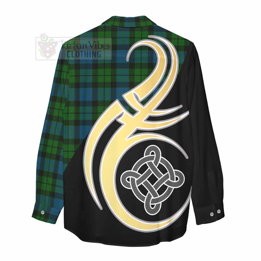 Tartan Vibes Clothing MacKay (McKay) Tartan Women's Casual Shirt with Family Crest and Celtic Symbol Style