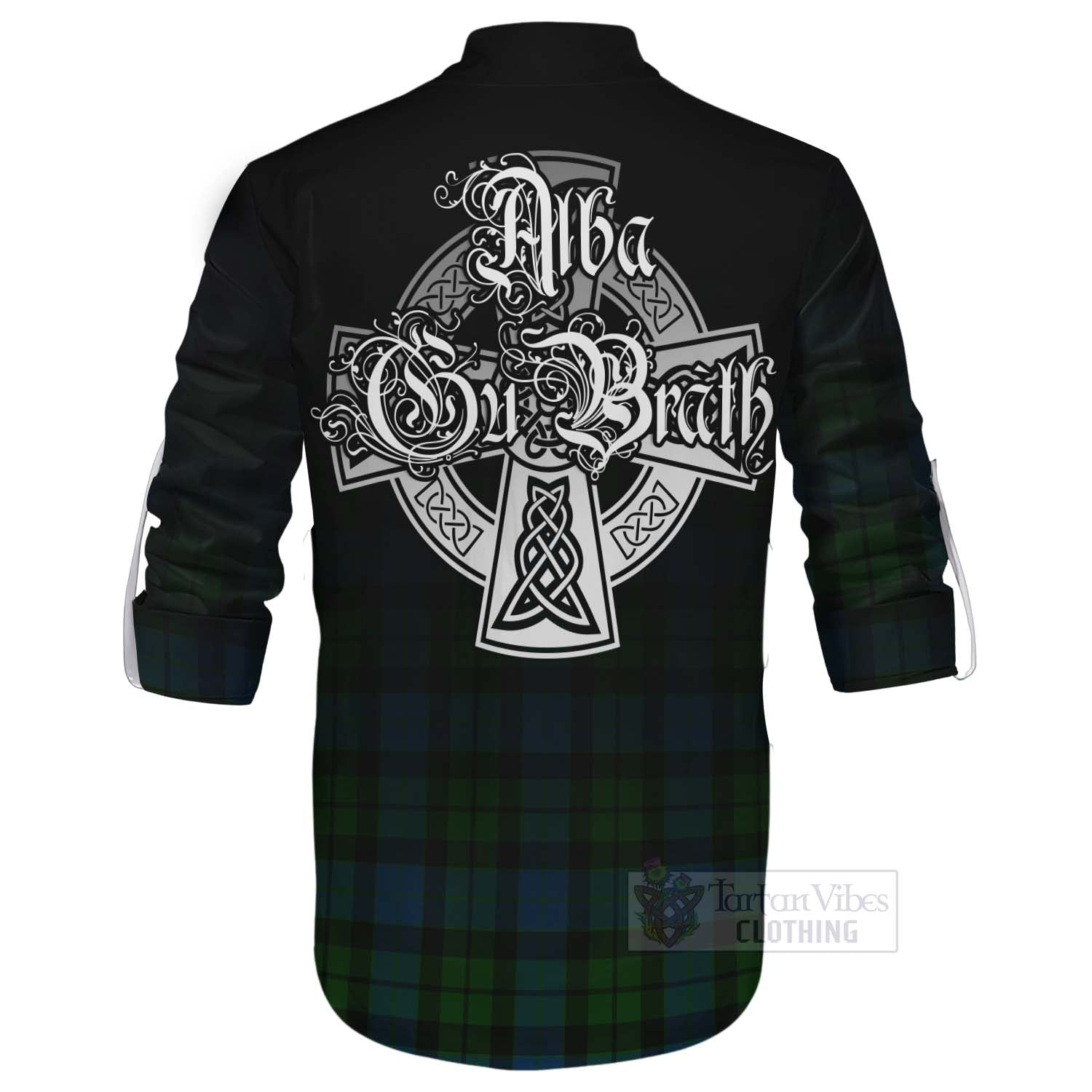 Tartan Vibes Clothing MacKay (McKay) Tartan Ghillie Kilt Shirt Featuring Alba Gu Brath Family Crest Celtic Inspired